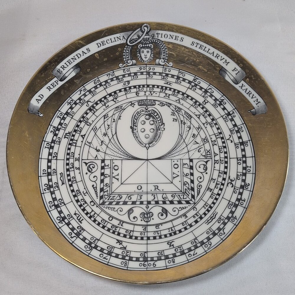 Piero Fornasetti Milano Astrolabio Christmas Noel Plate No.2  1966 Italy 9.5 in